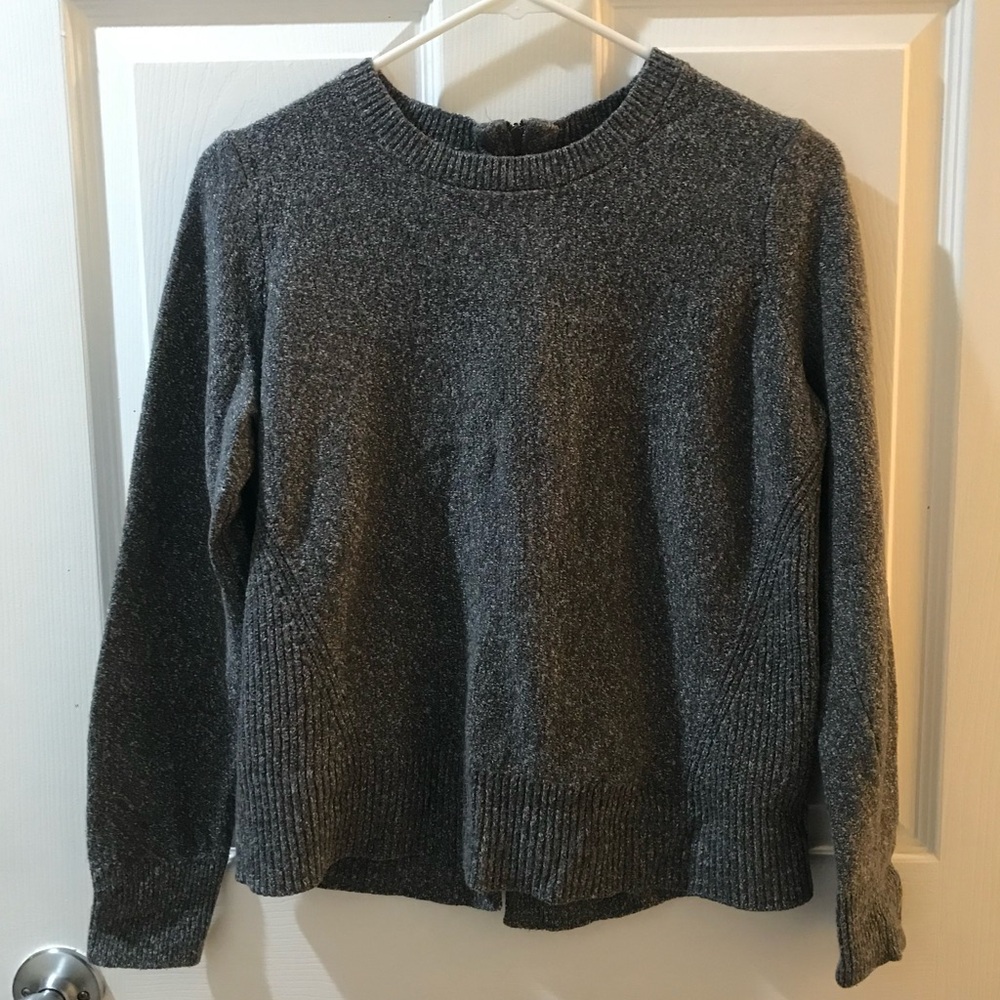 Banana Republic Gray Knit Sweater with a Zipped Open Back - Women’s Size Medium